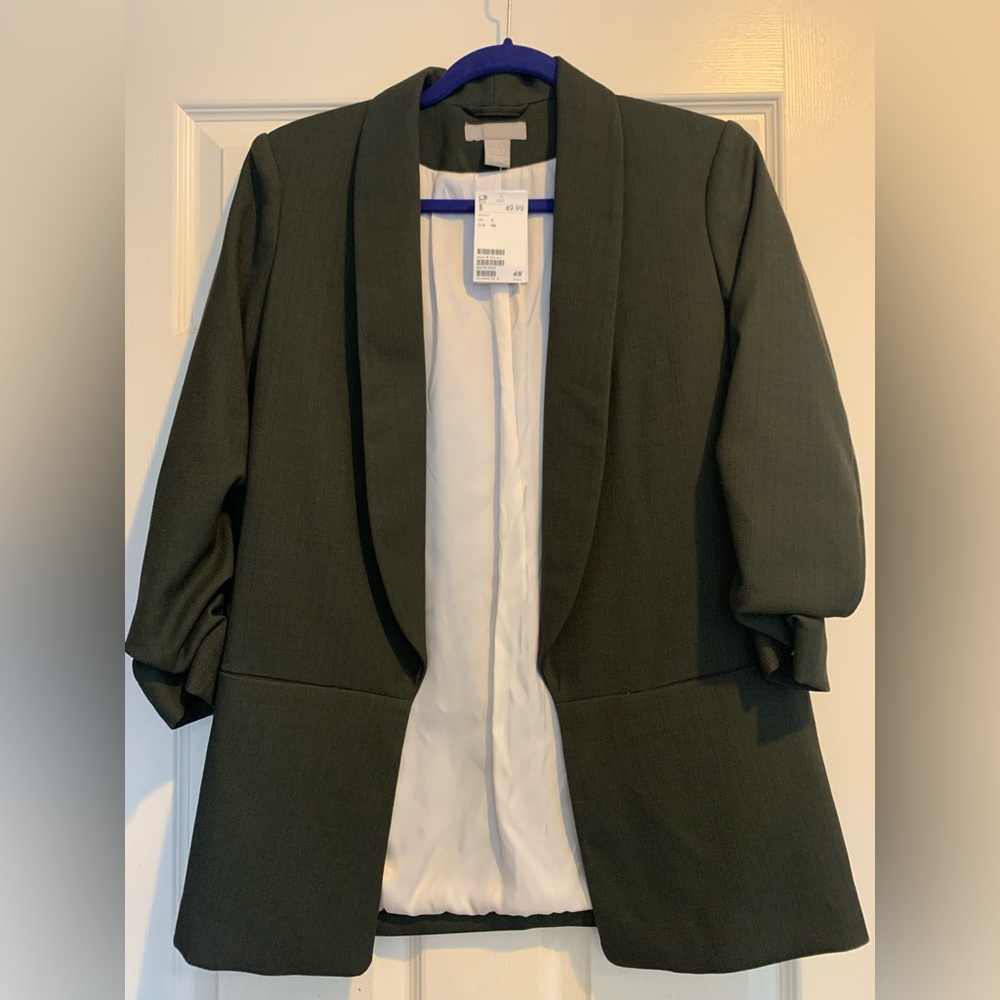 NWT H&M 🍸✨👜 🫒 dark green slim fit blazer